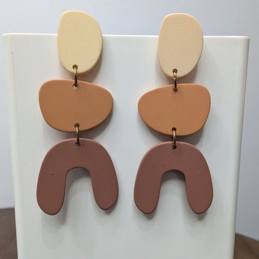 Boho Geometric Polymer Clay Dangle Earrings